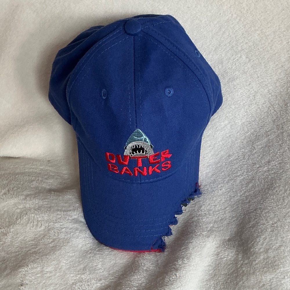 Blue Outer Banks Cap with Shark Design